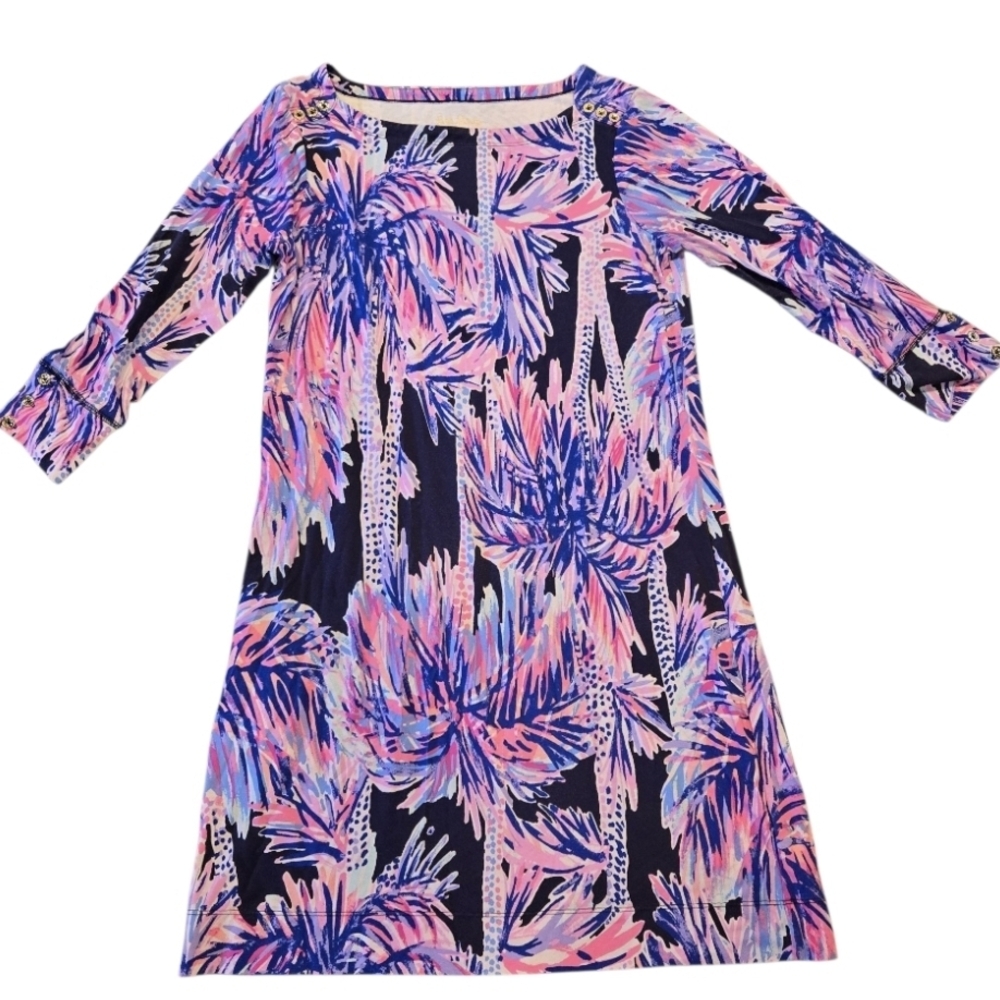 Lilly Pulitzer Sophie Dress in Pink Navy Palms MEDIUM